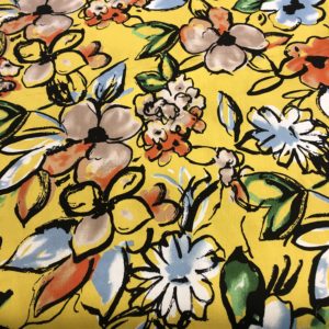 Cotton Print Blumen Gelb, Rest (2,90 m)
