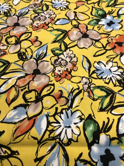 Cotton Print Blumen Gelb, Rest (2,90 m)