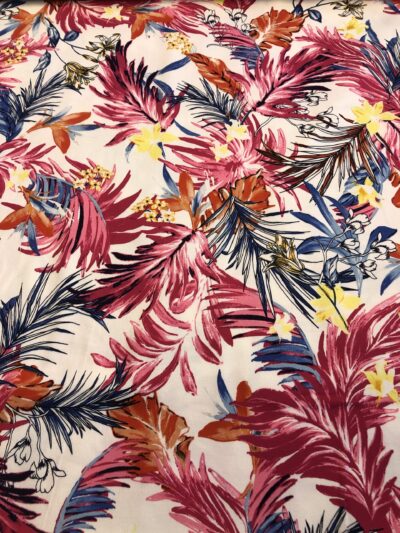 Cotton Print Blätter Pink