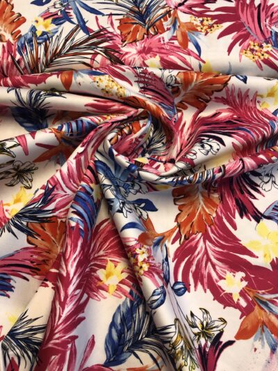 Cotton Print Blätter Pink – Bild 2
